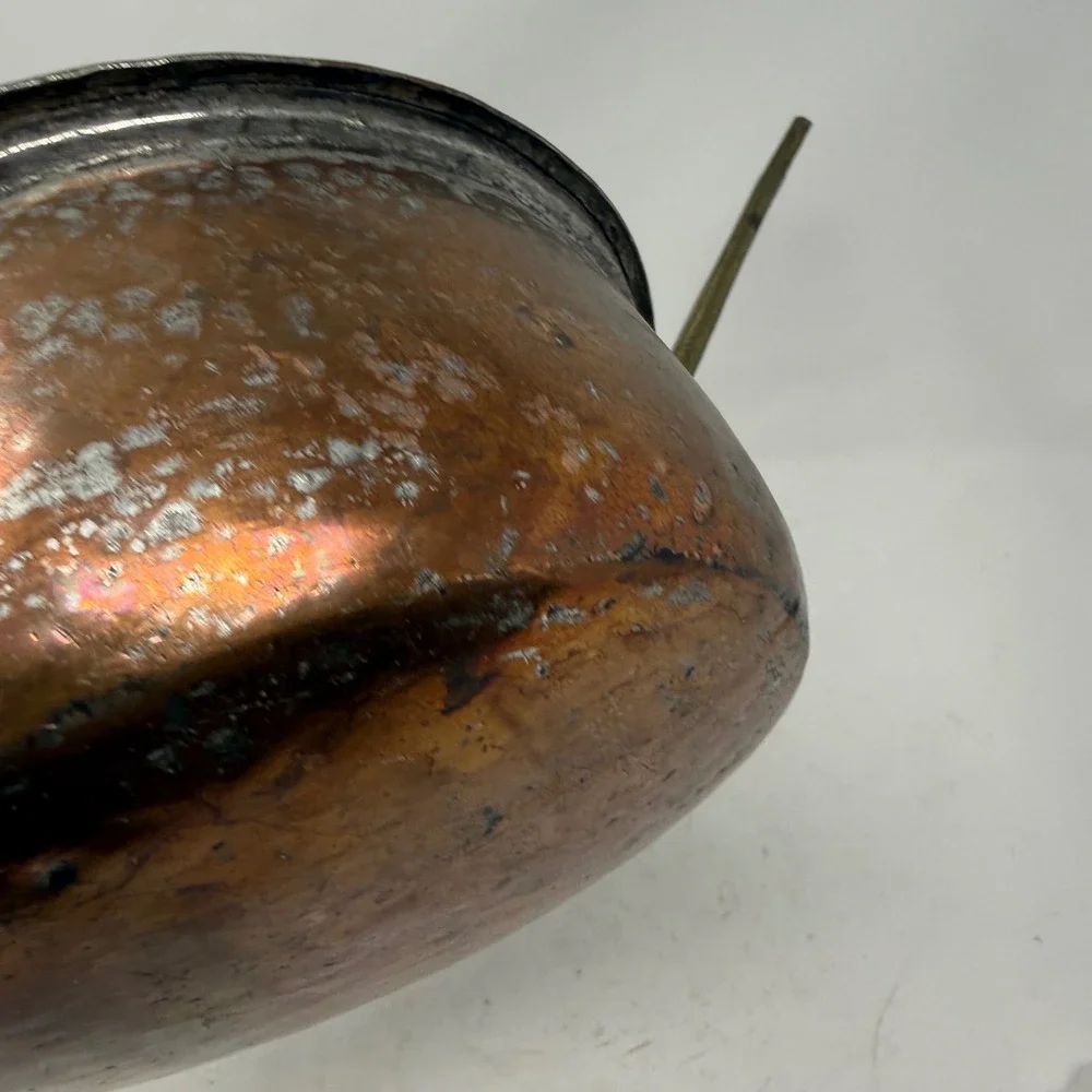Antique Hammered Copper Saucepan Brass Handle Primitive Rustic Kitchen Decor 8in